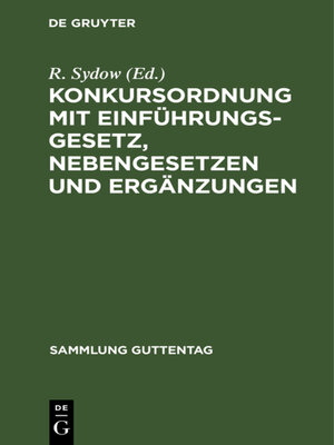 cover image of Konkursordnung mit Einführungsgesetz, Nebengesetzen und Ergänzungen